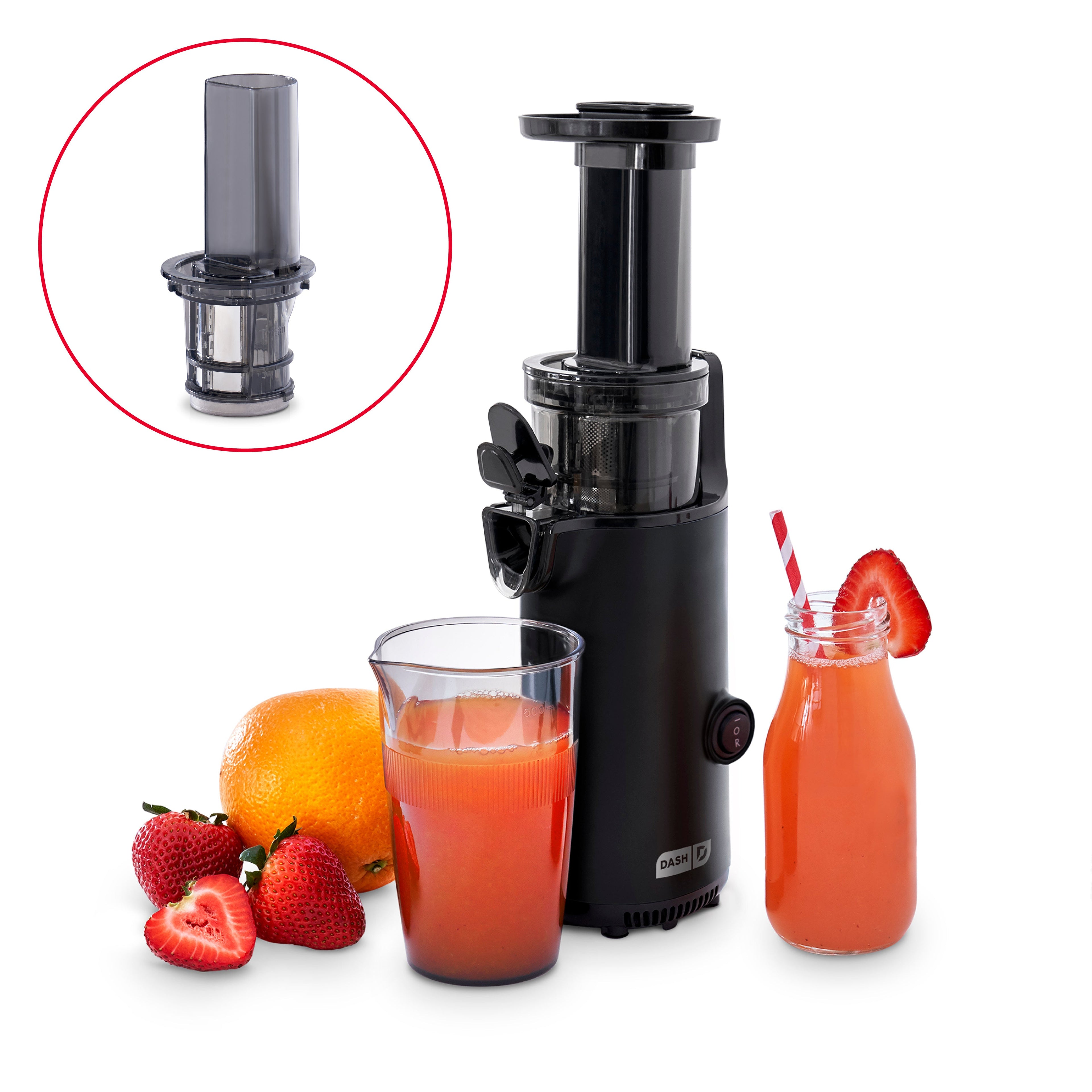Compact Cold Press Power Juicer - Black, With Frozen Attachment
