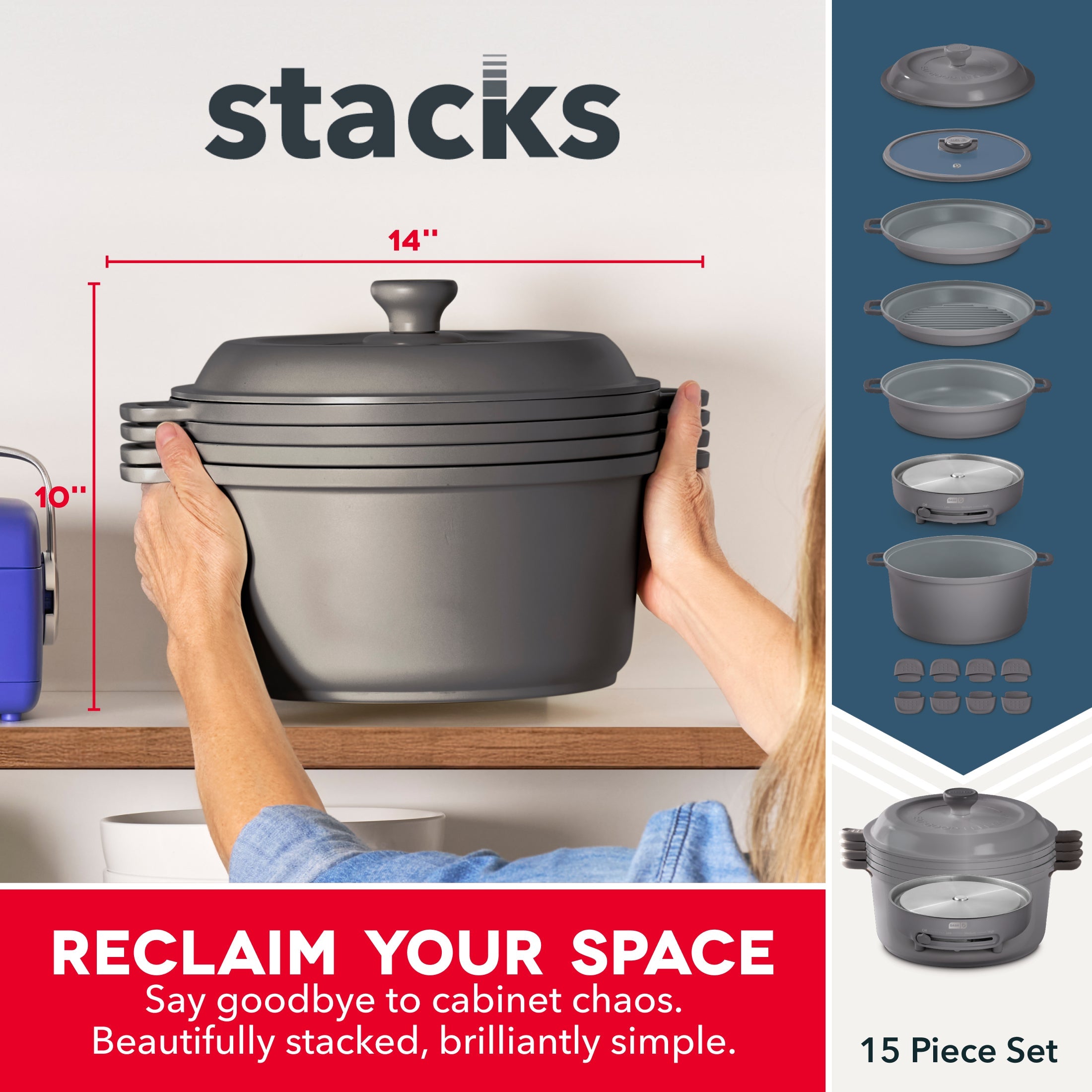 Stacks Ceramic Cookware Set with Electric Burner