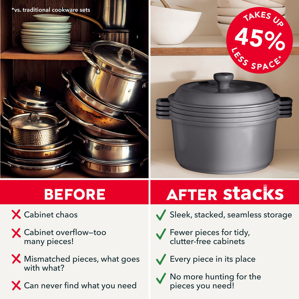 Stacks Ceramic Cookware Set with Electric Burner