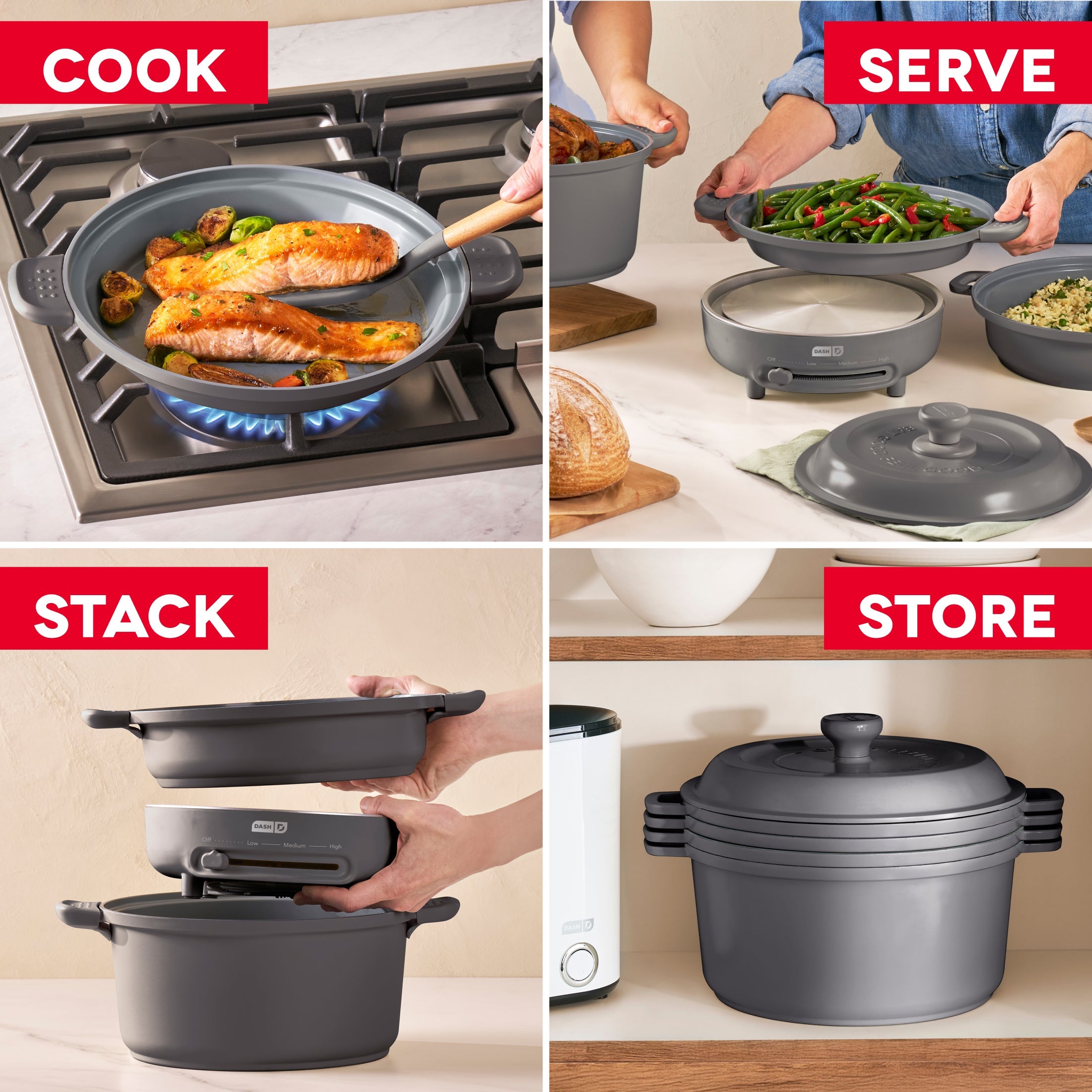 Stacks Ceramic Cookware Set with Electric Burner
