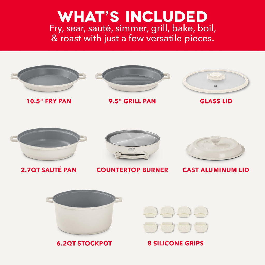 Stacks Ceramic Cookware Set with Electric Burner